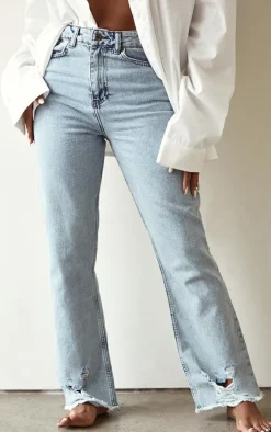 PRETTYLITTLETHING Shape Vintage Ripped Straight Leg Jeans