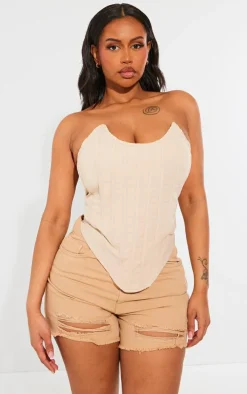 PRETTYLITTLETHING Shape Washed Stone Ripped Denim Shorts