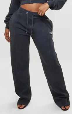 PRETTYLITTLETHING Shape Washed Charcoal Wide Leg Sweatpants