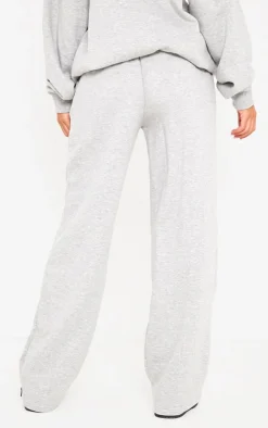 PRETTYLITTLETHING Tall Ash Grey Borg Applique Wide Leg Sweatpants