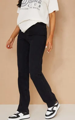 PRETTYLITTLETHING Tall Black High Waisted Straight Leg Jean
