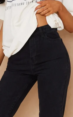 PRETTYLITTLETHING Tall Black High Waisted Straight Leg Jean