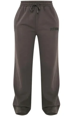 PRETTYLITTLETHING Tall Charcoal Premium Studio Print Straight Leg Sweatpants