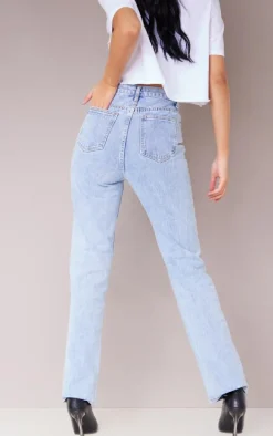 PRETTYLITTLETHING Tall Light Blue High Waist Straight Leg Jeans