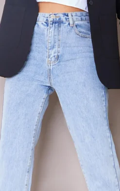 PRETTYLITTLETHING Tall Light Blue High Waist Straight Leg Jeans