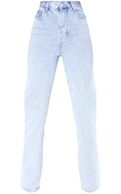 PRETTYLITTLETHING Tall Light Blue High Waist Straight Leg Jeans