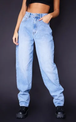 PRETTYLITTLETHING Tall Light Blue Washed High Waist Boyfriend Jeans