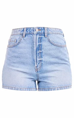 PRETTYLITTLETHING Tall Vintage Mid Wash Basic Denim Shorts