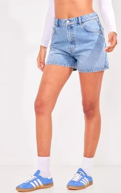 PRETTYLITTLETHING Tall Vintage Mid Wash Mom Denim Shorts