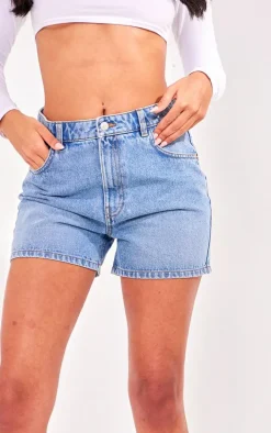 PRETTYLITTLETHING Tall Vintage Mid Wash Mom Denim Shorts