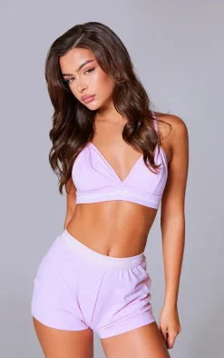 PRETTYLITTLETHING Tape Baby Pink Triangle Seam Detail Bralette