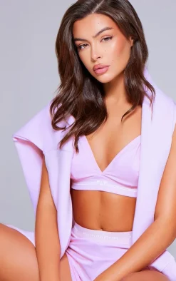 PRETTYLITTLETHING Tape Baby Pink Triangle Seam Detail Bralette
