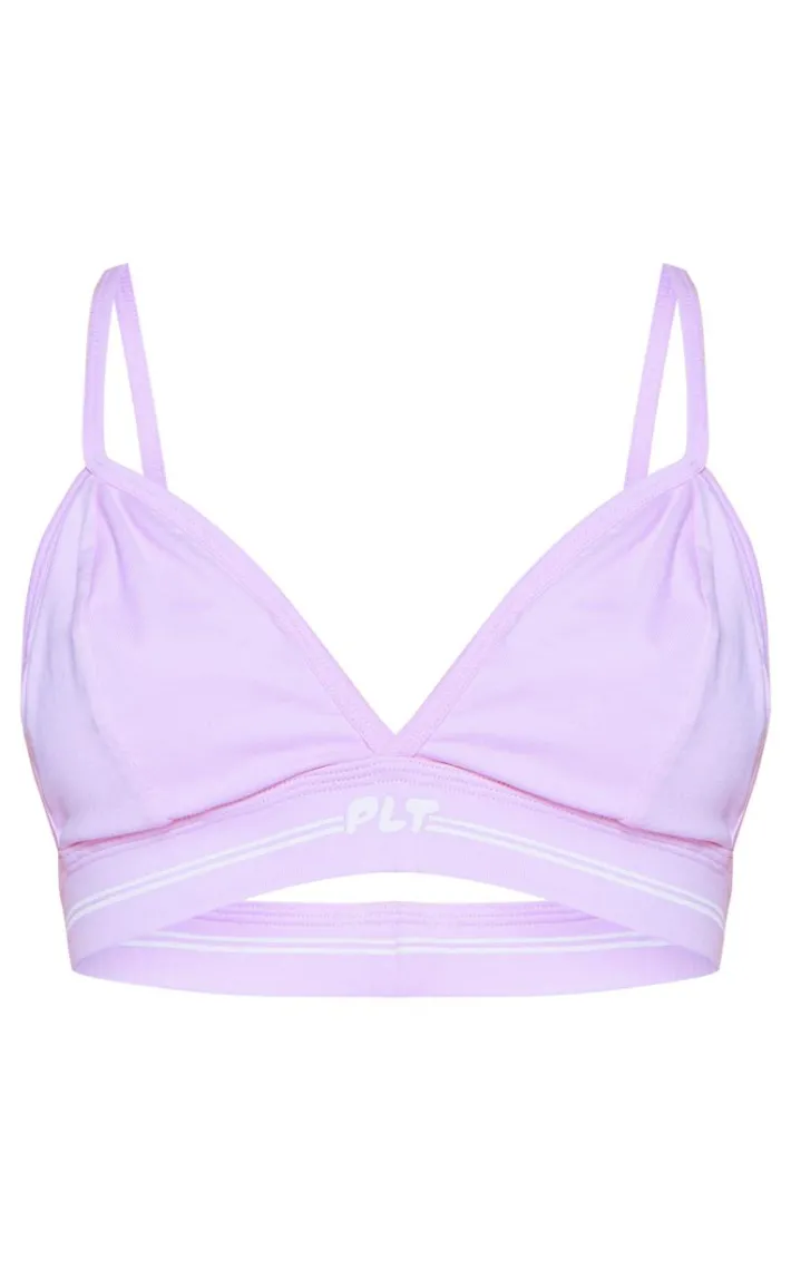 PRETTYLITTLETHING Tape Baby Pink Triangle Seam Detail Bralette