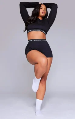 PRETTYLITTLETHING Tape Black Long Sleeve PJ Top