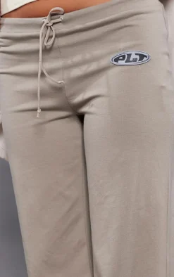 PRETTYLITTLETHING Taupe Badge Low Rise Flared Pants