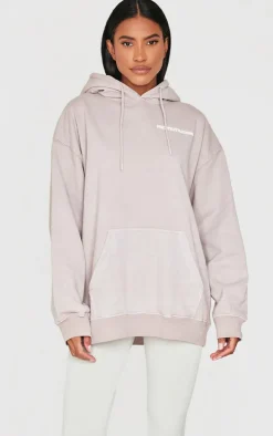 PRETTYLITTLETHING Taupe Puff Back Print Hoodie