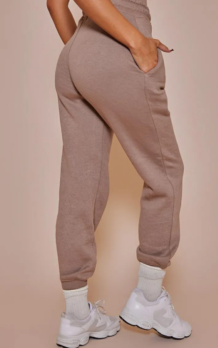 PRETTYLITTLETHING Toffee Logo High Waisted Cuffed Sweatpant