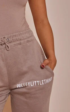 PRETTYLITTLETHING Toffee Logo High Waisted Cuffed Sweatpant