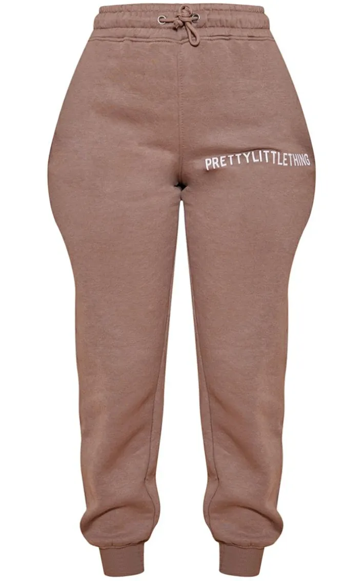 PRETTYLITTLETHING Toffee Logo High Waisted Cuffed Sweatpant