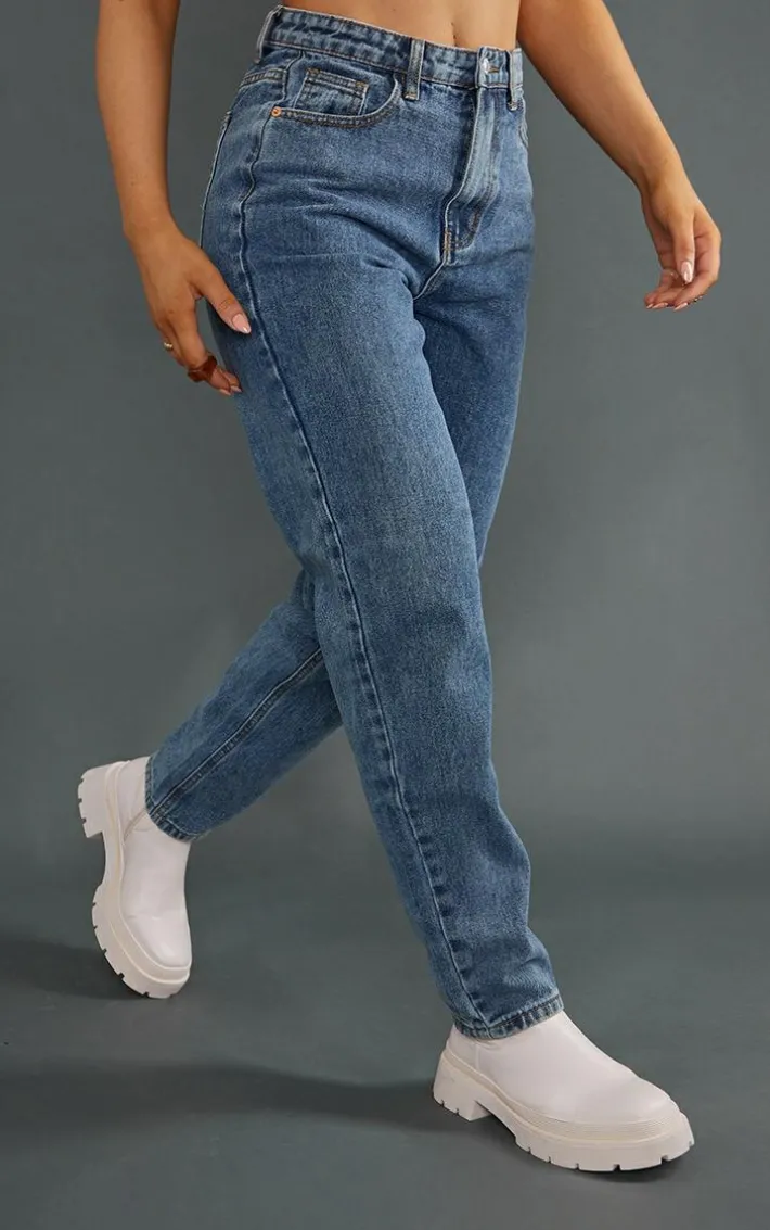 PRETTYLITTLETHING Vintage Wash Mom Jeans