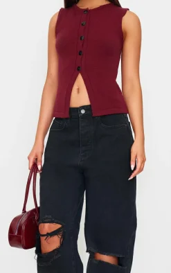 PRETTYLITTLETHING Washed Black Extreme Ripped Hem Boyfriend Jeans