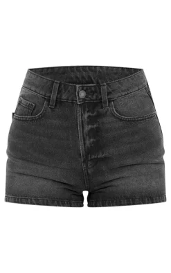 PRETTYLITTLETHING Washed Black Basic Denim Shorts
