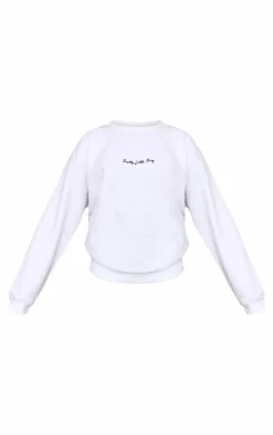 PRETTYLITTLETHING White Basic Oversized Sweatshirt