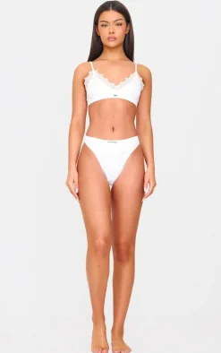 PRETTYLITTLETHING White Badge Lace Trim Bralette