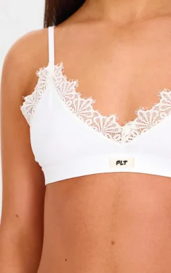 PRETTYLITTLETHING White Badge Lace Trim Bralette