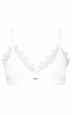 PRETTYLITTLETHING White Badge Lace Trim Bralette