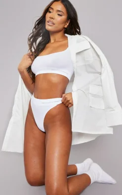PRETTYLITTLETHING White Seamless High Waisted Thong