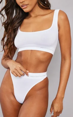 PRETTYLITTLETHING White Seamless High Waisted Thong