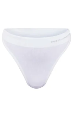 PRETTYLITTLETHING White Seamless High Waisted Thong