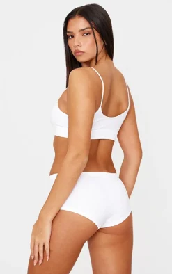 PRETTYLITTLETHING White Woven Badge Seamless Bralette