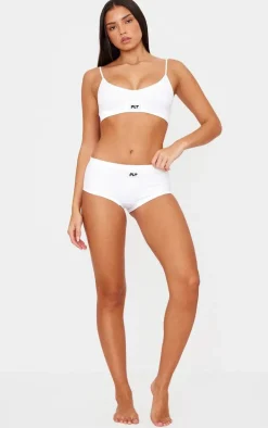 PRETTYLITTLETHING White Woven Badge Seamless Bralette