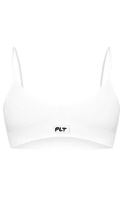 PRETTYLITTLETHING White Woven Badge Seamless Bralette