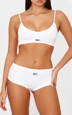 PRETTYLITTLETHING White Woven Badge Seamless Brief