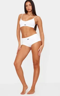 PRETTYLITTLETHING White Woven Badge Seamless Brief