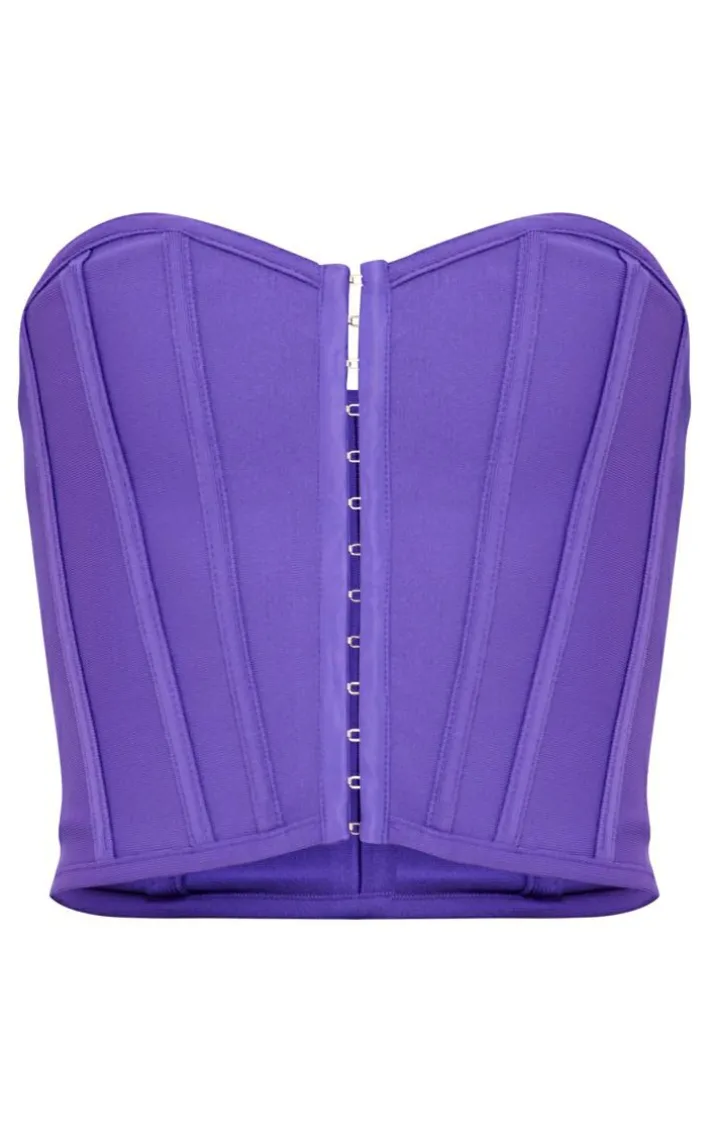 Purple Bandage Hook And Eye Structured Corset