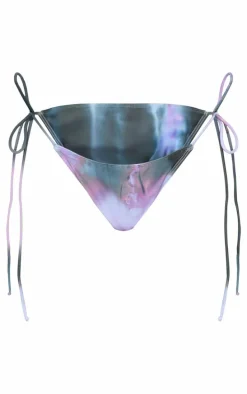 Purple Blur Printed Tie Side Bikini Bottoms