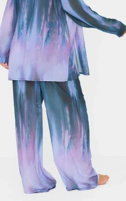 Purple Blur Tie Dye Print Beach Pants