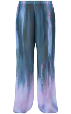 Purple Blur Tie Dye Print Beach Pants