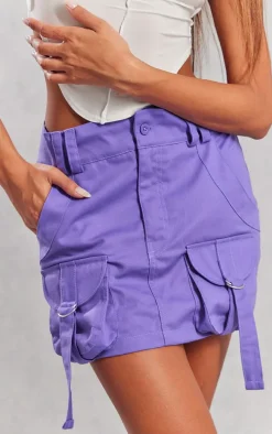 Purple Cargo Pocket Detail Micro Mini Skirt