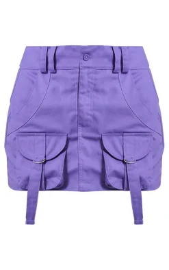 Purple Cargo Pocket Detail Micro Mini Skirt