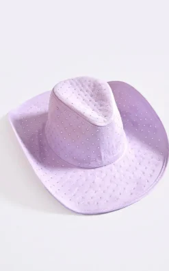 Purple Diamante Western Hat