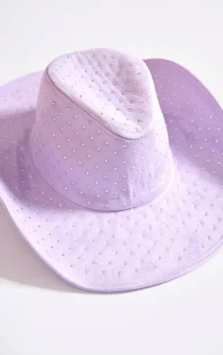 Purple Diamante Western Hat