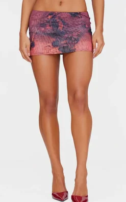 Purple Floral Printed Micro Mini Skirt