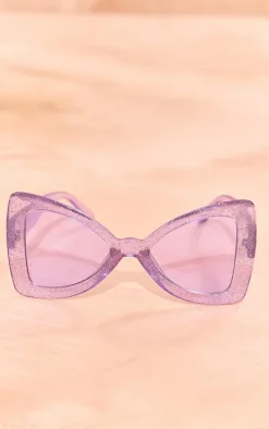 Purple Glitter Frame Oversized Sunglasses