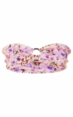 Purple Leopard Print Bandeau O Ring Top