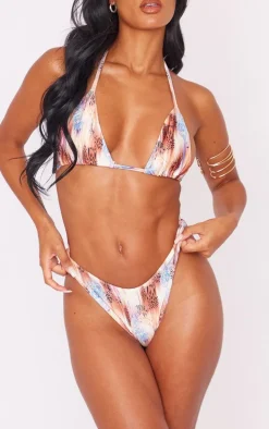 Purple Mixed Animal Print High Brazilian Bikini Bottoms